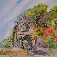 Artist Eloise O'Hare, 'Trinity Tryptic', Bishop's House Gardens, Norwich, Mixed Media, 7.5x10.5in(3), £110 (£300 set). Paint Out Gardens 2019, Spirit of Plein Air Award