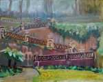 Artist Stephen Johnston, 'Terracotta Terraces', The Plantation Garden, Norwich, Oil, 20x16in, £350. Paint Out Gardens 2019