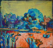 Artist Jack Godfrey, 'Swift as thought, old as Oak II', Houghton Hall, Norfolk, Oil and Acrylic, 17x18.5in, £390. Paint Out Gardens 2019