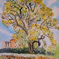 Artist Eloise O'Hare, 'Trinity Tryptic', Bishop's House Gardens, Norwich, Mixed Media, 7.5x10.5in(2), £110 (£300 set). Paint Out Gardens 2019, Spirit of Plein Air Award