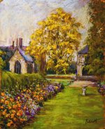 Artist John Patchett, 'Amongst the Dahlias', Bishop's House Gardens, Norwich, Pastel, 14x17in, £295. Paint Out Gardens 2019