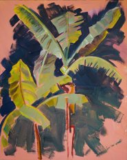 Artist Amanda Barrett, 'Bananas at the Plantation', The Plantation Garden, Norwich, Oil, 24x30cm, £100. Paint Out Gardens 2019, Judge's Commendation Artist Amanda Barrett, 'Bananas at the Plantation', The Plantation Garden, Norwich, Oil, 24x30cm, £100. Paint Out Gardens 2019, Judge's Commendation