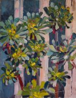 Artist Emma Perring, 'Madness in the Greenhouse', The Plantation Garden, Norwich, Oil, 14x11in, £290. Paint Out Norfolk Gardens 2019, First Prize