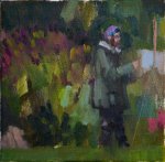 Artist Sam Robbins, 'Will o'the Wisp ', The Plantation Garden, Norwich, Oil, 8x8in, £280. Paint Out Norfolk Gardens 2019, Judge's Commendation