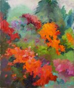 Artist Sue Wilmer, 'Colours of the Garden', Stody Lodge, Melton Constable, Norfolk, Oil, 10x12in, £175. Paint Out Gardens 2019