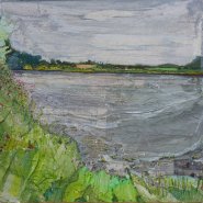 Artist Alfie Carpenter, This river sings, Surlingham, Mixed Media, 30x30cm, £375. Paint Out Norfolk 2020
