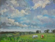 Artist Stephen Johnston, White and tan, Near Trowse, Oil, 12x16in, £250. Paint Out Norfolk 2020