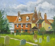 Artist Neil Warren, Loddon Churchyard, Loddon, Oil, 8x10in, £180. Paint Out Norfolk 2020