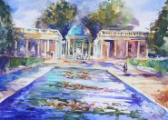 Artist Andrew Geeson, Eaton Park Band Stand, Eaton Park, Watercolour, £295. Paint Out Norfolk 2020