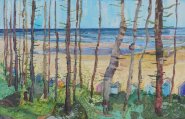 Artist Alfie Carpenter, Summer through the Trees, Wells-next-the-Sea, Mixed Media, 27x42cm, £425. Paint Out Norfolk 2020