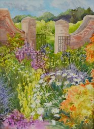 Artist Helen Otter, The Pavillion Garden, East Ruston, Watercolour, 40x29cm, £100. Paint Out Norfolk 2020