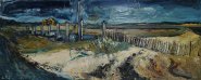 Artist: Susan Isaac, Title: Fence and Defence, Location: Wells-next-the-Sea, Media: Oil, Size: 30x76cm, £650