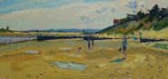 Artist Emily Faludy, 'Wells next the Sea Morning', Wells Beach, Oil, 12x12in, £450. Paint Out Norfolk 2019 Spirit of Norfolk