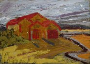 Artist Dan Llywelyn Hall, 'Red Roof Bastion', Wells-next-the-Sea, Acrylic, 20x30cm, £750. Paint Out Norfolk 2019 Spirit of Plein Air