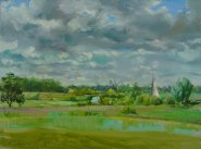 Artist Robert Nelmes, 'Broads from How Hill', How Hill, Oil, 30x40cm, £450. Paint Out Norfolk 2019 Francesca Vanke Judges Commendation