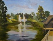 Artist: Karen Adams, Title: Two Wherries, Location: How Hill, Media: Oil, Size: 18x14in, £320