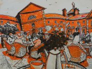 Artist: Alvin Mark Tan, Title: Cafe at Houghton, Location: Houghton Hall, Norfolk, Media: Mixed Media, Size: 30x40cm, £175