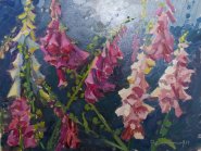 Artist Emma Perring, 'Foxgloves', Houghton Hall, Norfolk, Oil on Panel, 40x30cm, £595. Paint Out Norfolk 2019