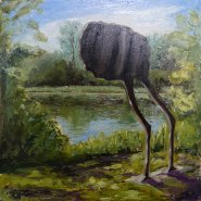 Artist Eleanor Alison, 'Mirage', Sainsbury Centre, Norwich, Oil, 12x12in, £250. Paint Out Norfolk 2019 Paul Greenhalgh Judge's Commendation