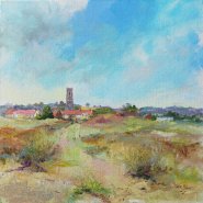 Artist Julie Hodgson, Pathway through Winterton Dunes, Winterton-on-Sea, Acrylic, 16x16in, £275. Paint Out Norfolk 2020