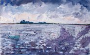 Artist Alfie Carpenter 'Hoping for Sun', Wells Quayside, £345 Mixed media, 20 x 30. Paint Out Wells 2016. First Prize