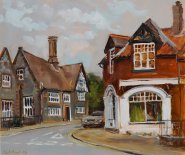 Artist Paul Alcock, Trowse Village, Trowse, Oil, 12x14in, £400. Paint Out Norfolk 2020