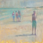 Sam Robbins, Socially Distant, Mundesley Beach, Mundesley, Oil, £300. Paint Out Norfolk 2020