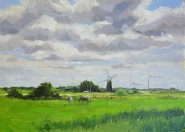 Artist Mo Teeuw, Blustery Day, Thurne, Thurne, Oil, 10x14in, £390. Paint Out Norfolk 2020