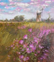 Artist Paul Alcock, Windmill at Thurne, Thurne, Oil, 12x10in, £350. Paint Out Norfolk 2020