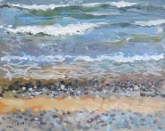 Artist Paul Alcock, Crashing Waves, Cromer, Oil, 8x10in, £200. Paint Out Norfolk 2020