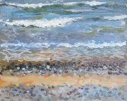 Artist Paul Alcock, Crashing Waves, Cromer, Oil, 8x10in, £200. Paint Out Norfolk 2020