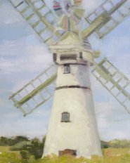 Artist Naomi Clements Wright, Whirling Silently in Space, Thurne, Oil, 10x8in, £320. Paint Out Norfolk 2020