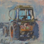 Artist Jack Godfrey, Crabbing Tractor, West Runton, Oil, 12x12in, £265. Paint Out Norfolk 2020