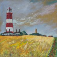 Artist John Behm, Keeping Watch, Happisburgh Lighthouse, Oil, xcm, £420. Paint Out Norfolk 2020