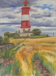 Artist Charlotte Kearsley, Fields of Gold, Happisburgh, Happisburgh, Oil, £220. Paint Out Norfolk 2020