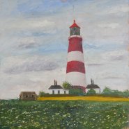 Artist Eleanor Alison, Coastal Protection, Happisburgh, Oil, 12x12in, £250. Paint Out Norfolk 2020