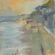 Artist Sam Robbins, Encroaching Shadows, Mundesley, Oil, xin, £300. Paint Out Norfolk 2020
