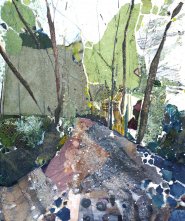 Artist Alfie Carpenter, Not quite out of the woods, Trowse Woods, Norfolk, Mixed Media, 30x20in, £295. Paint Out Norfolk 2021