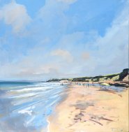 Artist Tom Cringle, Happisburgh, set fret lifting, Happisburgh, Beach, Acrylic, 80x80in, £750. Paint Out Norfolk 2021
