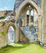 Artist Paul Alcock, Reading under the trees, Norwich, Norfolk, Oil, 20x50cm, £375. Paint Out Norfolk 2021