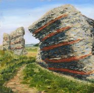 Artist Eleanor Alison, How Long till it Falls, Burgh Castle, Norfolk, Oil, 12x12in, £250.