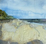 Artist Alfie Carpenter, ‘Til the tide comes in, Mundesley, Norfolk, Mixed Media, 43x46cm, £465. Paint Out Norfolk 2021