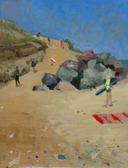 Artist Susan Beaulah, The beach trail down, Norfolk, Oil, £500. Paint Out Norfolk 2021
