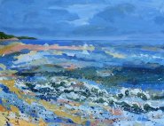 Artist Mary Blue, Purple Haze, Holkham Gap, Norfolk, Acrylic, 18x24in, £790