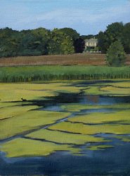 Artist Julian Kearsley, Glorious Gunton, Lake at Gunton Hall, Norfolk, Oil, xin, £100. Paint Out Norfolk 2021