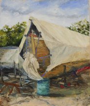 Painting by Eleanor Alison of Boatyard, Norwich