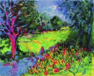 Painting by Paint Out Norfolk 2022 of Stoke Holy Cross, Norfolk