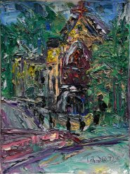 Artist Patricia Troods, Holy Oil, Norwich Cathedral, Oil, 12x9in, £140 Painting by Patricia Troods of Norwich Cathedral