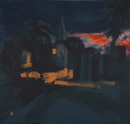 Painting by Claire Oxley of Cathedral at night